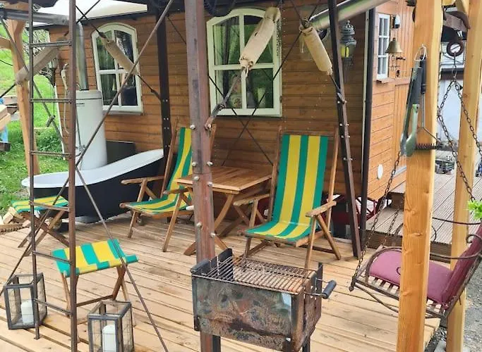 Schaeferwagen Mit Dachterrasse An Der Pferdekoppel Apartment Haus im Wald